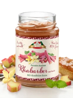 Bio Rhabarber-Konfitüre Extra mit Vanille