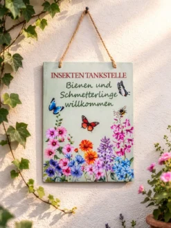 Metallschild „Insekten Tankstelle“